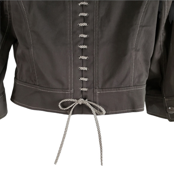 Worth Moto Jacket Western Lace Up Detail Brown 4 - Picture 7 of 8